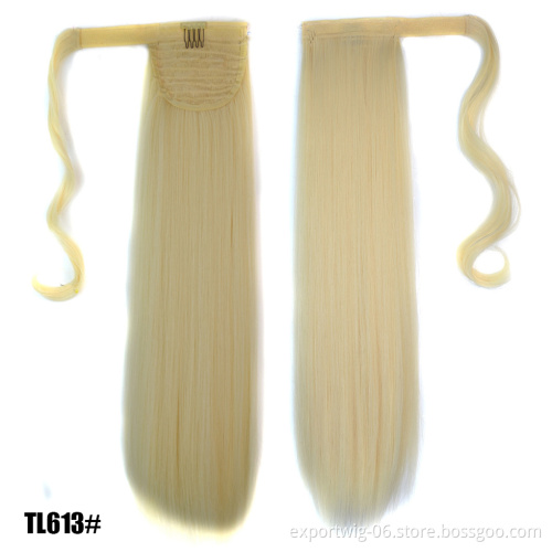 Synthetic Long Straight Ponytail Extension Natural Hairpiece Headwear Wrap Around Ponytail Clip in Hair Extensions